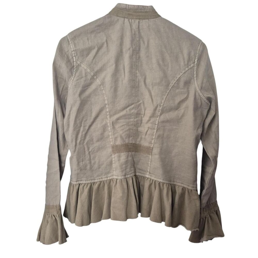 Sundance Laurel Legends Military Jacket Ruffles Size Small Tan Boho - Picture 2 of 6